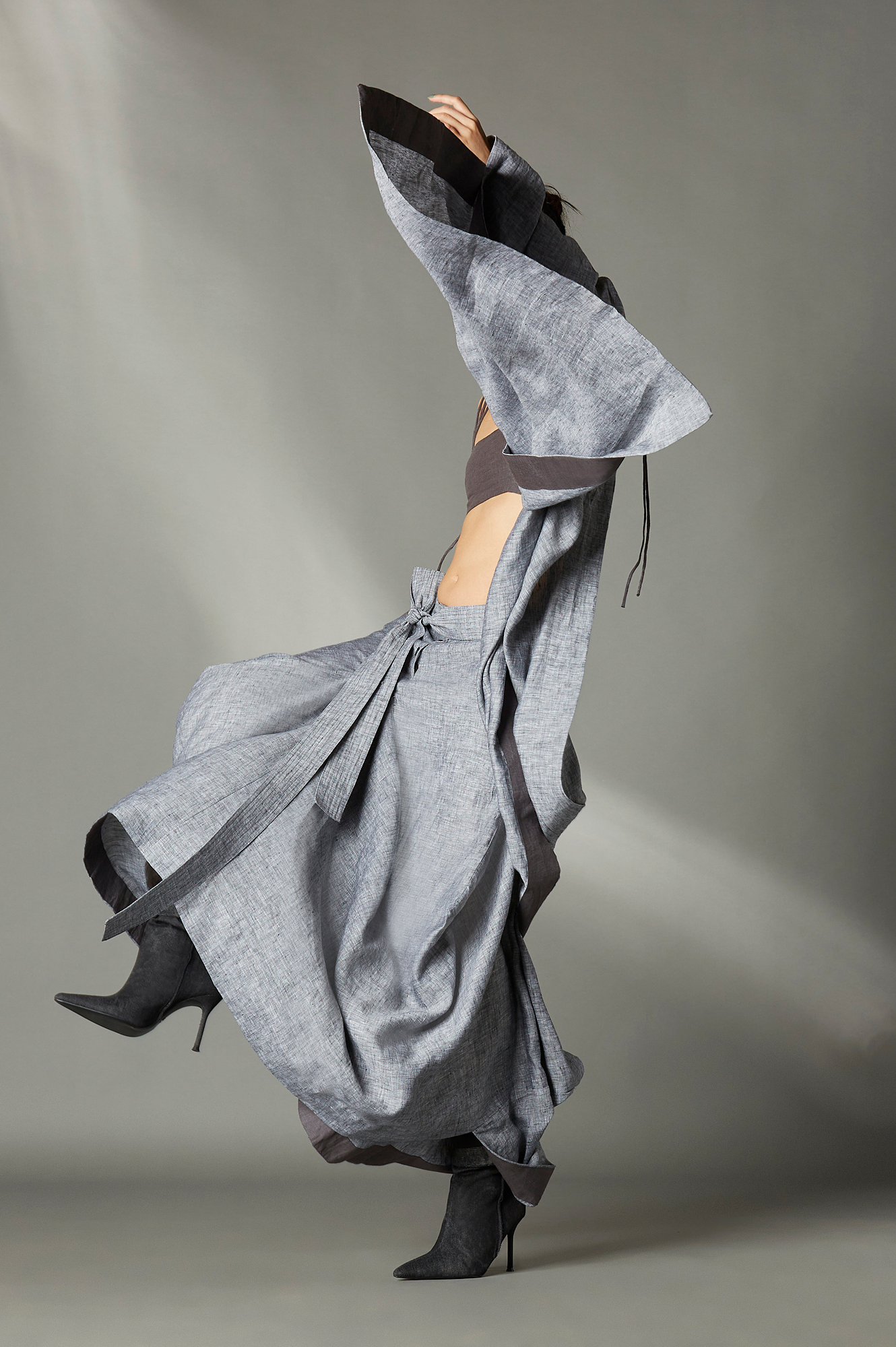 Blaise Sari Skirt in Grey