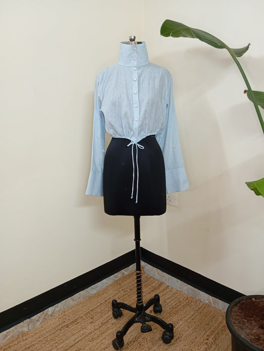 Milena Shirt in Light Blue Linen (Sale)