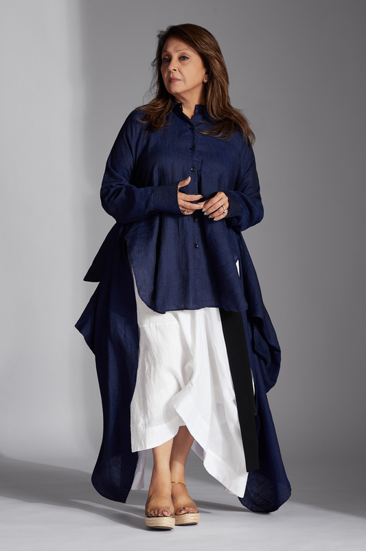 Elva Shirt in Blue Linen