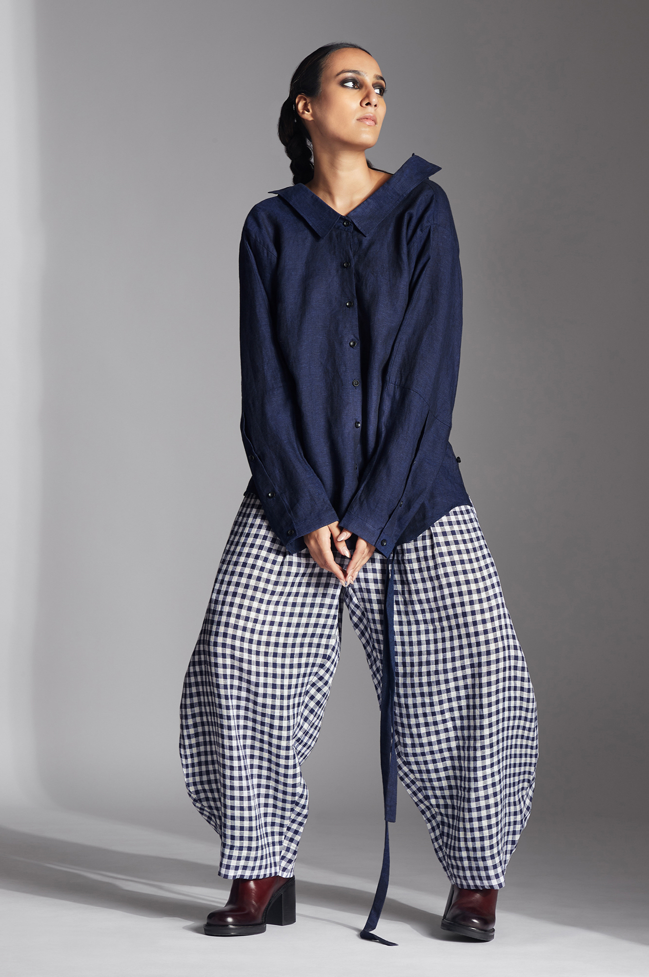 Tavia Trousers in Blue Gingham