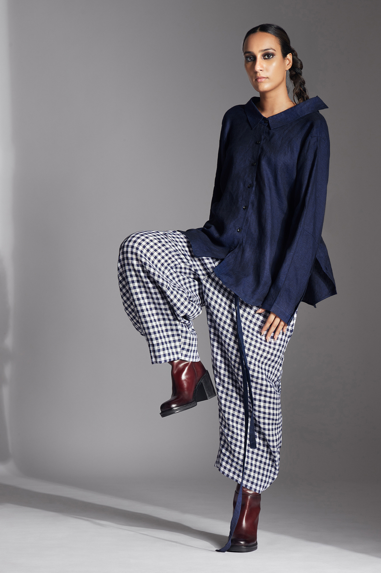 Tavia Trousers in Blue Gingham